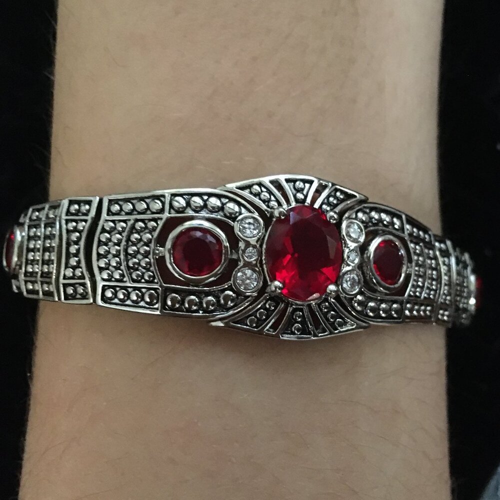 Detailed Silver Bracelet